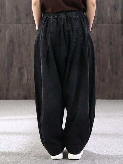 Jeans baggy da donna pantaloni harem – Pantaloni larghi da tempo libero con vita elastica, stile streetwear