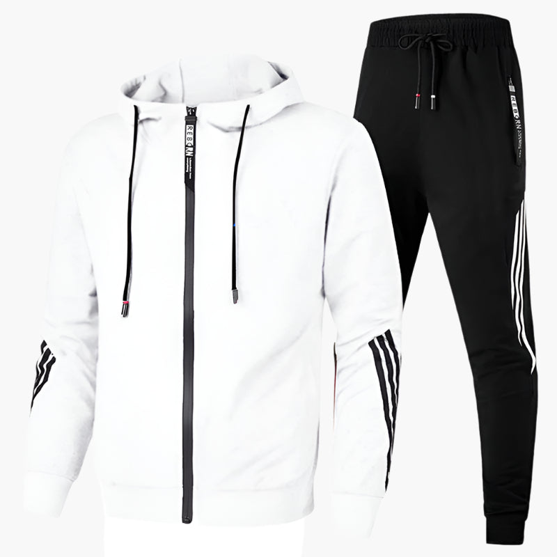 Męski sportowy dres dwuczęściowy – Dres z kapturem do rekreacji i fitnessu