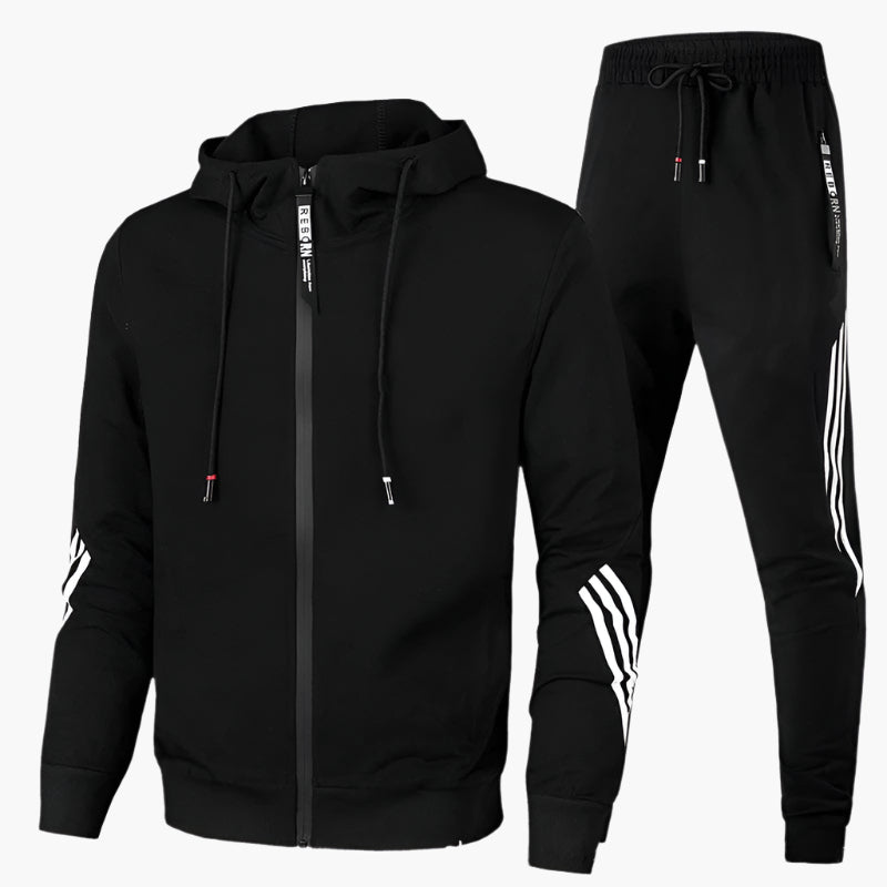 Męski sportowy dres dwuczęściowy – Dres z kapturem do rekreacji i fitnessu