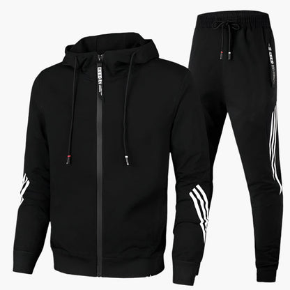 Męski sportowy dres dwuczęściowy – Dres z kapturem do rekreacji i fitnessu