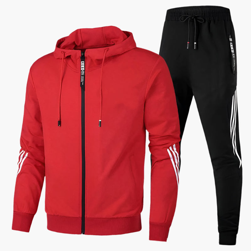 Męski sportowy dres dwuczęściowy – Dres z kapturem do rekreacji i fitnessu