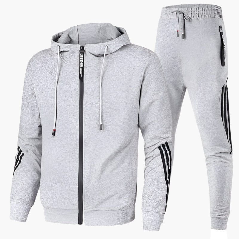 Męski sportowy dres dwuczęściowy – Dres z kapturem do rekreacji i fitnessu