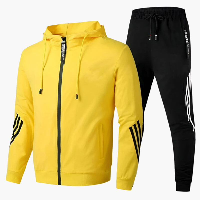 Męski sportowy dres dwuczęściowy – Dres z kapturem do rekreacji i fitnessu