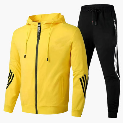 Męski sportowy dres dwuczęściowy – Dres z kapturem do rekreacji i fitnessu