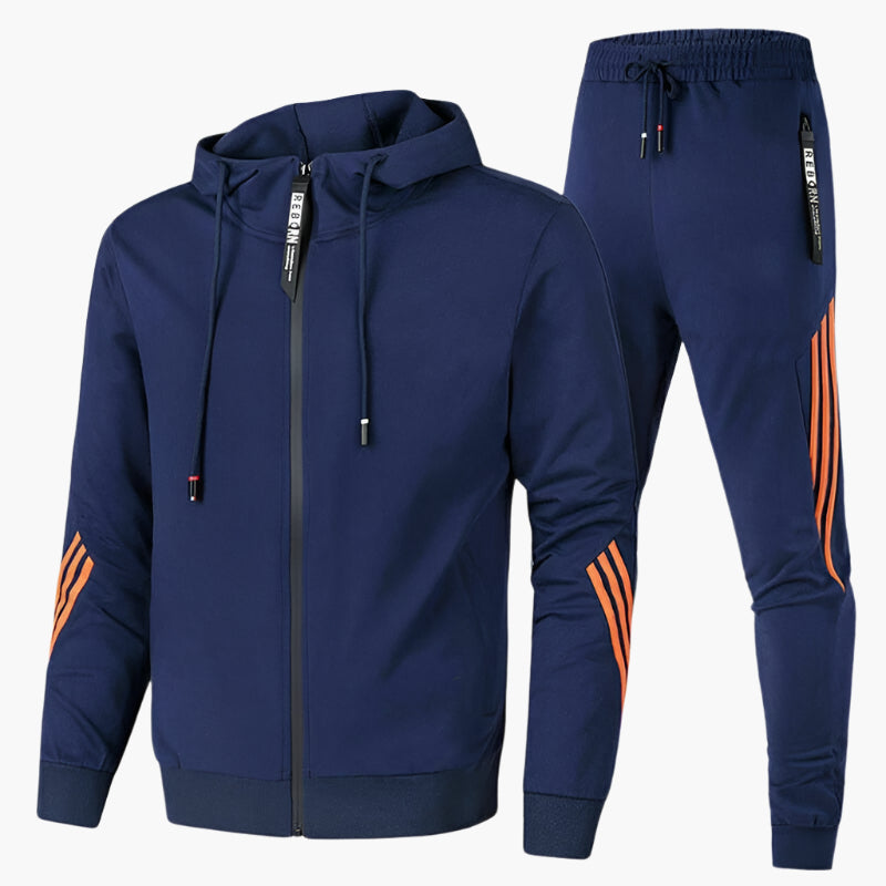 Męski sportowy dres dwuczęściowy – Dres z kapturem do rekreacji i fitnessu