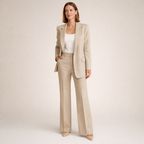Lena | Damespak met flared broek en knopen