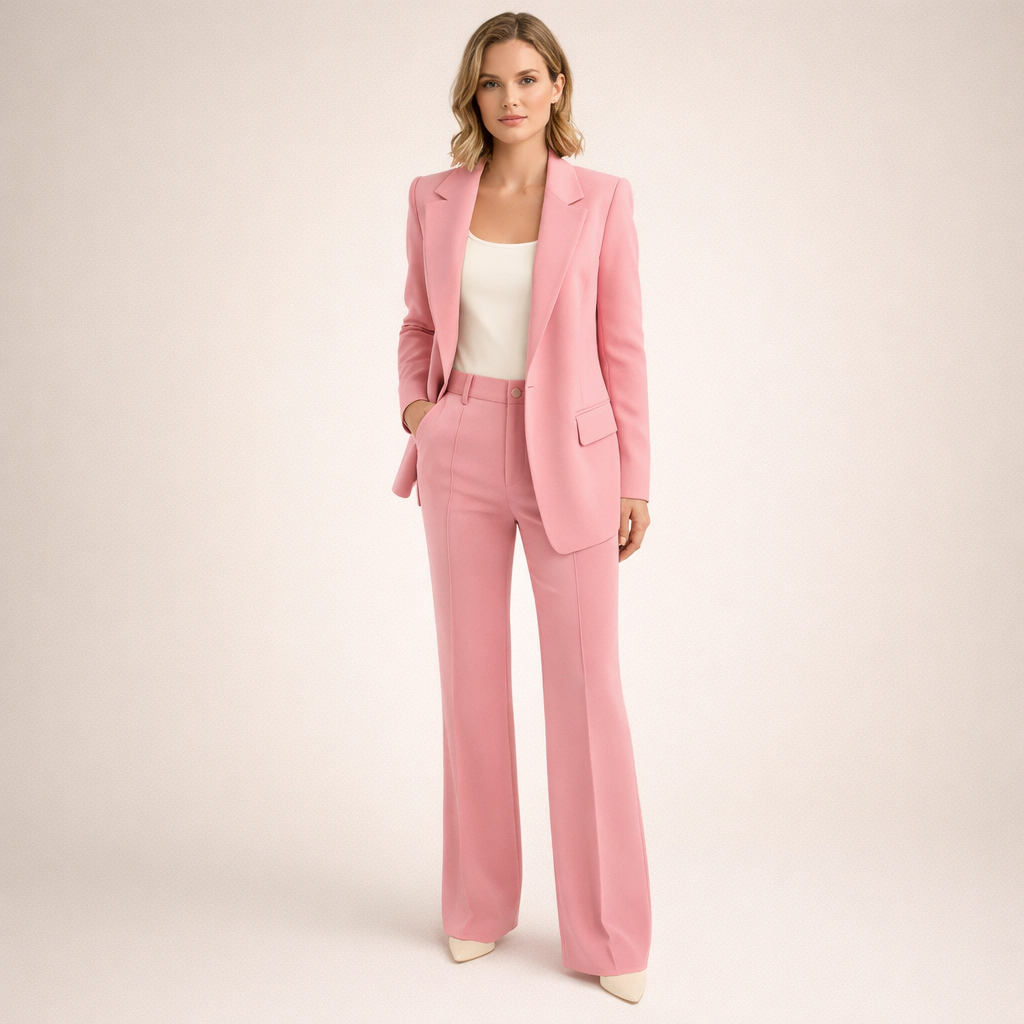 Lena | Damespak met flared broek en knopen