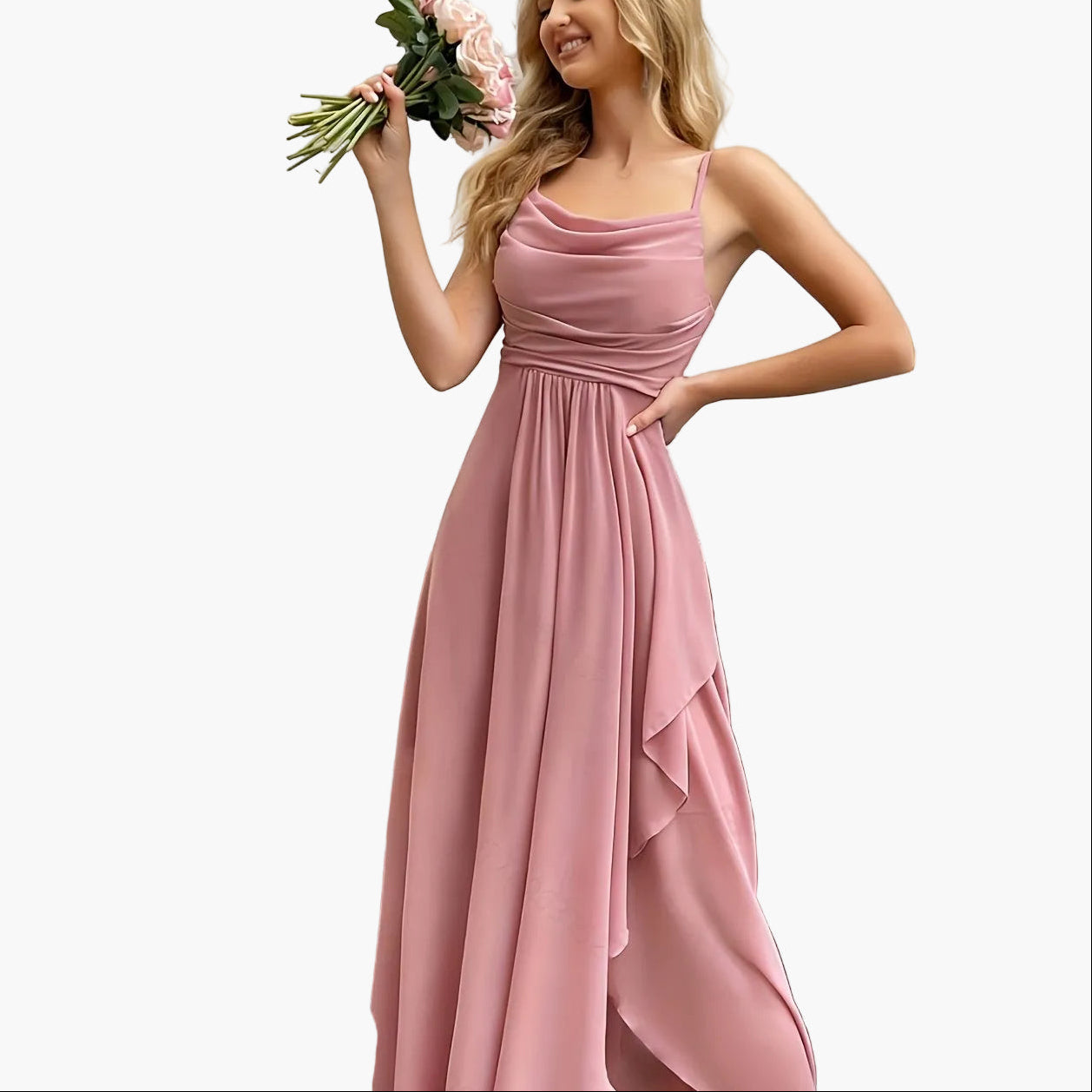 Vestido de noche elegante para mujer, corte ajustado y acampanado con tirantes finos – Perfecto para ocasiones festivas y bodas