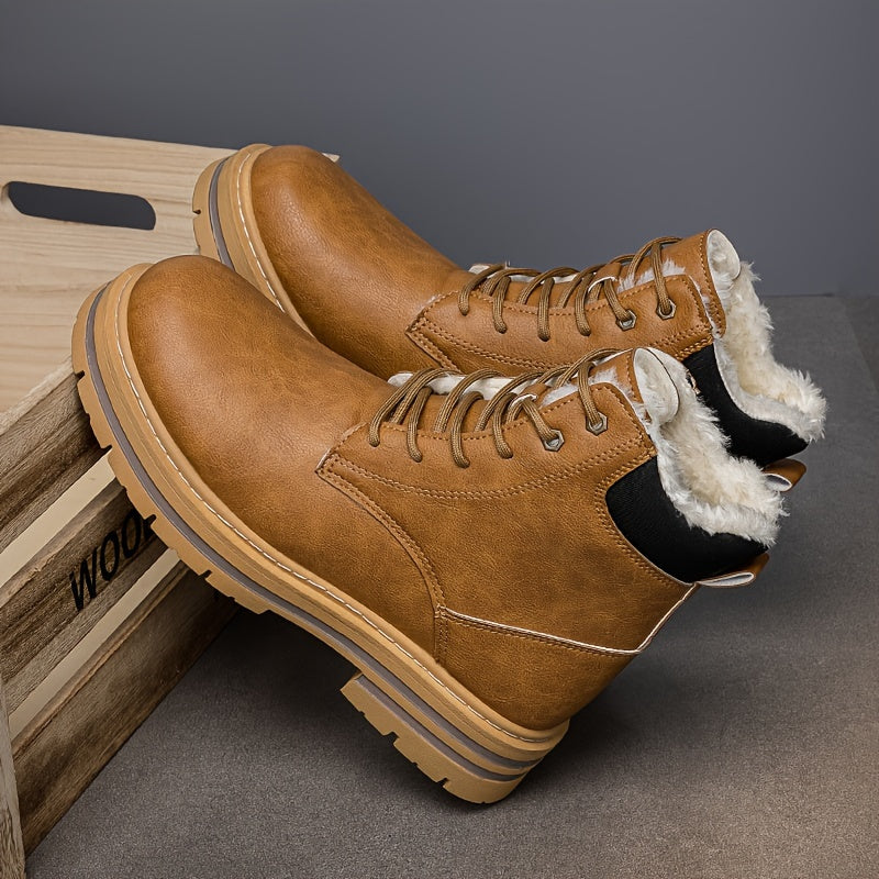 Herren Winterstiefel gefüttert Schnürstiefelette flache Sohle