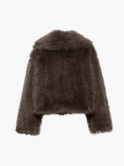 Veste courte en fausse fourrure pour femme au style chic élégant pour l'automne et l'hiver, coupe ample, idéale pour les occasions décontractées
