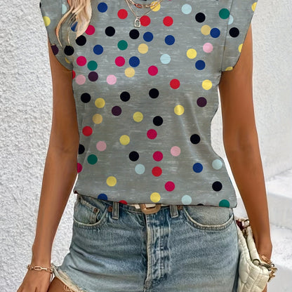 Top sin mangas de lunares para mujer en estilo casual moderno