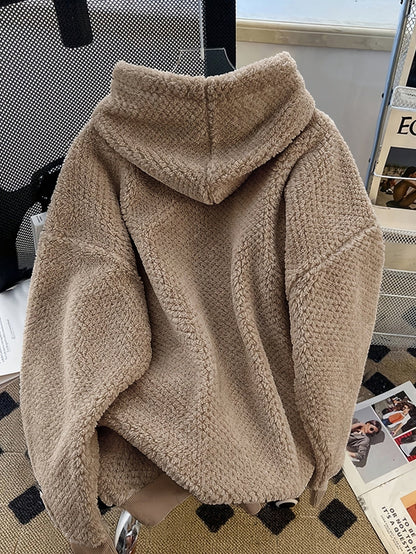 Unisex Teddy-Fleece Kapuzenpullover – Kuscheliger Hoodie mit Kängurutasche und Kordelzug