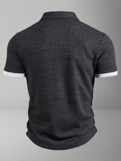 Polo moderne à manches courtes pour homme avec texture – Élégant pour les loisirs et le bureau