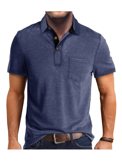 Polo uomo manica corta con taschino – Camicia casual moderna per tutti i giorni e il tempo libero