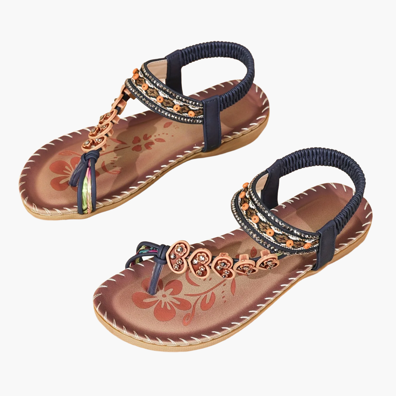 Dames teenslippers in boho-stijl met pareldecoratie voor zomer en vrije tijd