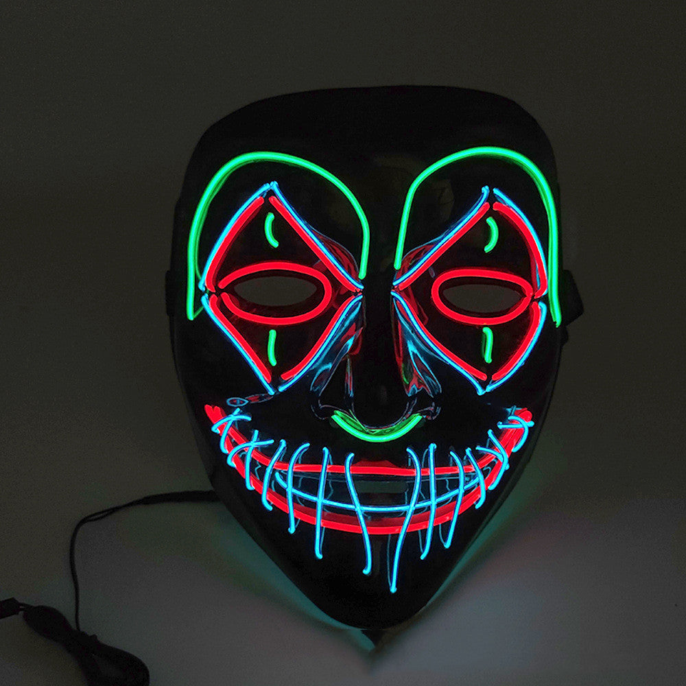 Masque lumineux LED Halloween pour adultes – Masque de fête et costume effrayant avec effet néon