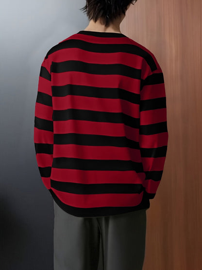 Langarmshirt gestreift Braun Schwarz Unisex Rundhals