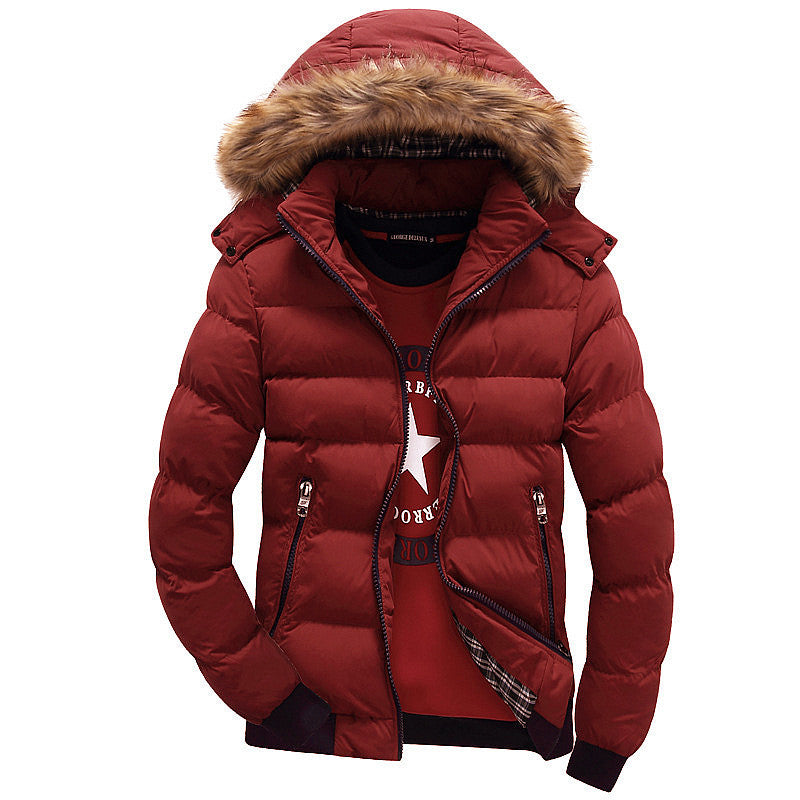 Winterjas voor heren met capuchon, zakken en lange mouwen