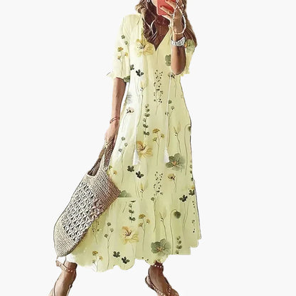 Dame maxi boho-kjole – Sommerkjole med blomsterprint, fritid og ferie