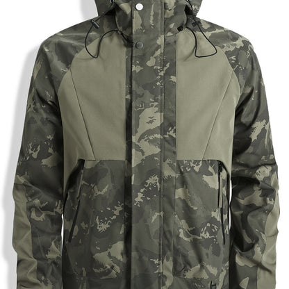 Chaqueta unisex para exteriores, camuflaje verde, con capucha y cremallera