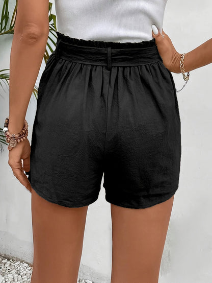 Damen Eleganter Minirock mit Bindegürtel und Taschen – Perfekt für Sommer und Freizeit