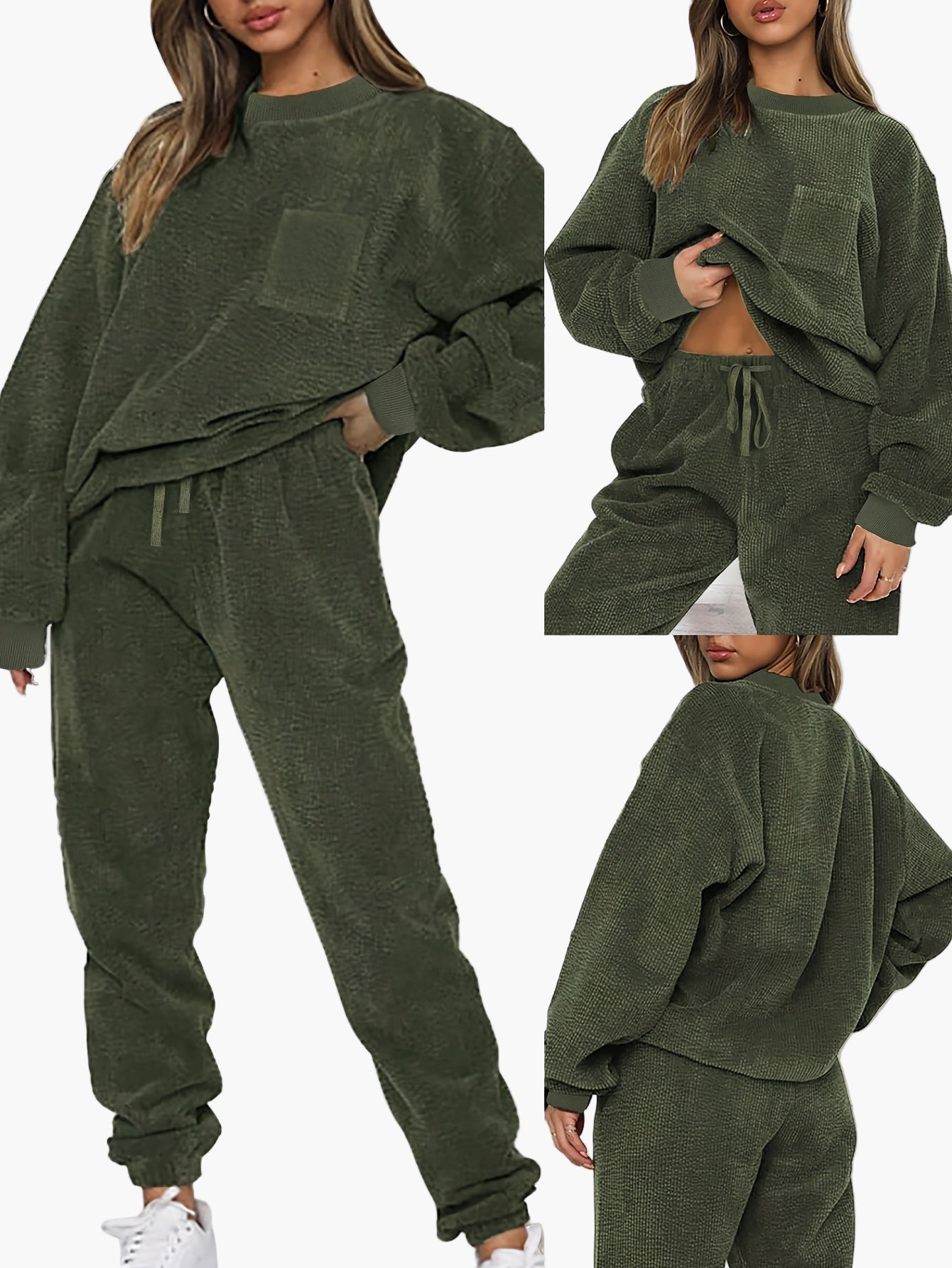 Ensemble Loungewear Femme Deux-pièces – Tenue décontractée confortable avec pull oversize et pantalon de jogging