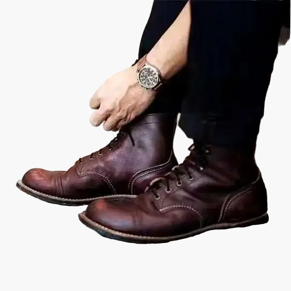 Botines para hombre estilo vintage – Botas clásicas con cordones para el día a día y tiempo libre