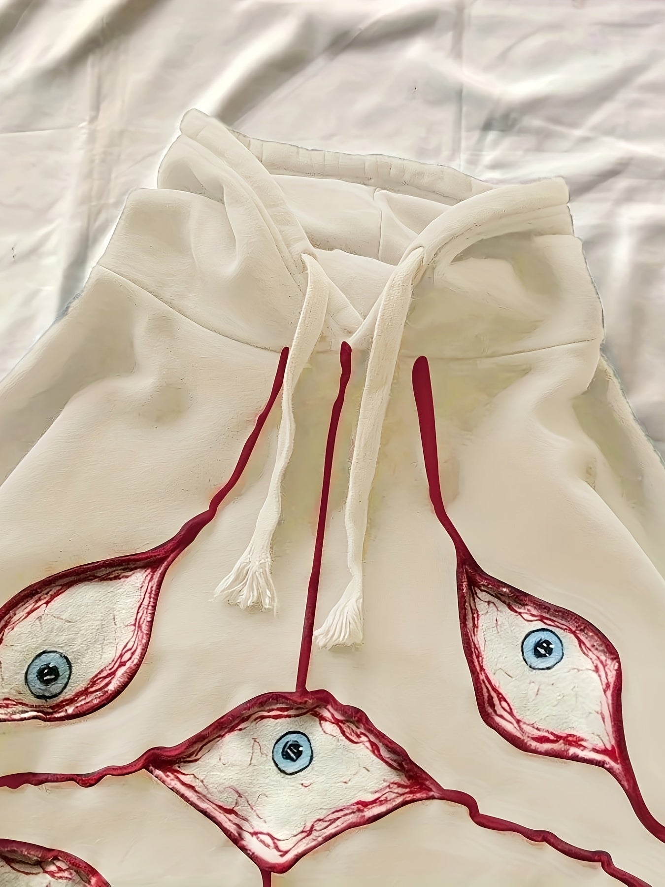 Felpa con cappuccio, taglio oversize e motivo occhi, grigio scuro