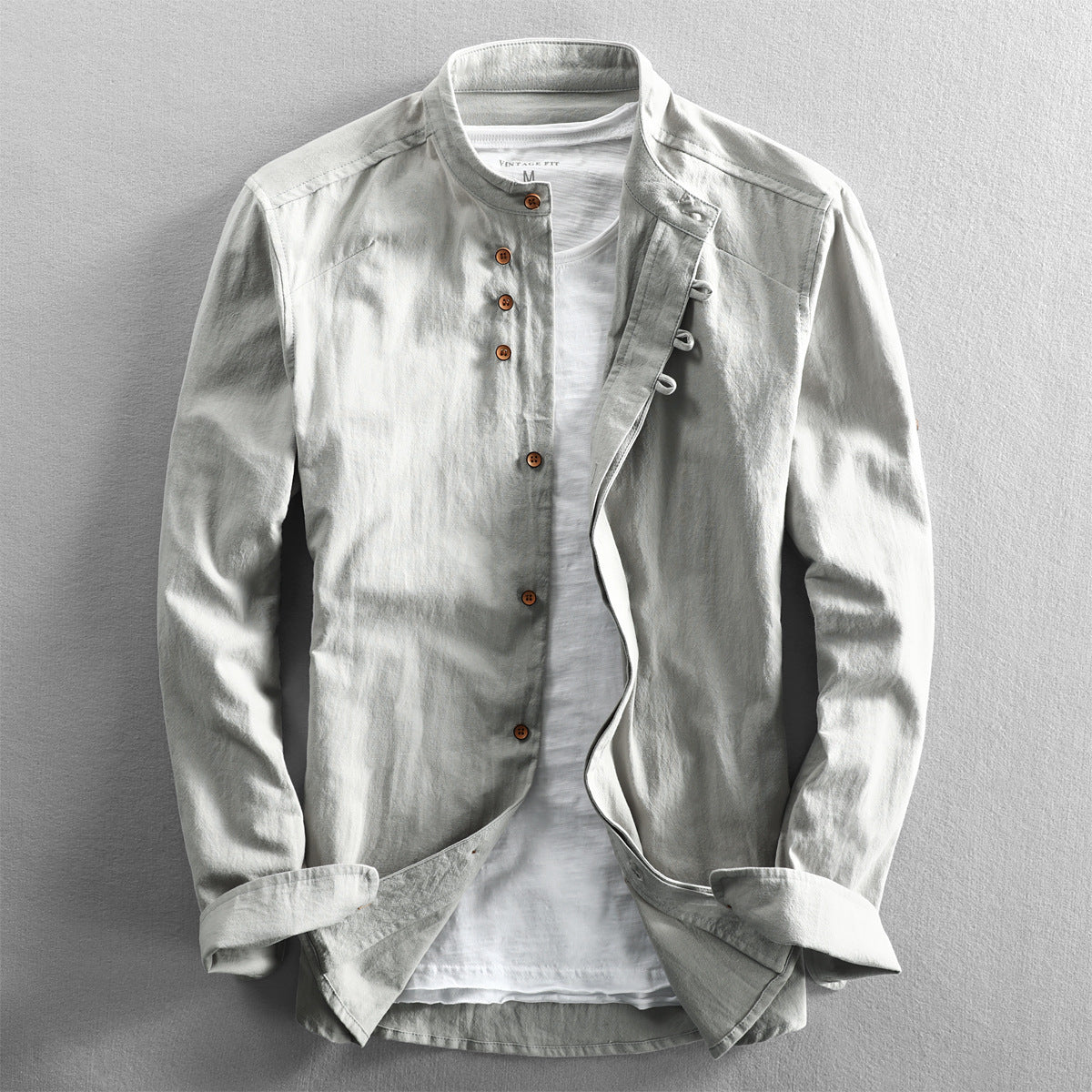Steven – Chemise homme style chinois avec col montant