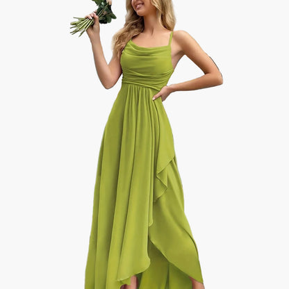 Vestido de noche elegante para mujer, corte ajustado y acampanado con tirantes finos – Perfecto para ocasiones festivas y bodas