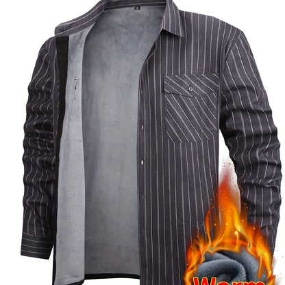 Giacca-camicia da uomo a quadri con fodera in pile e bottoni