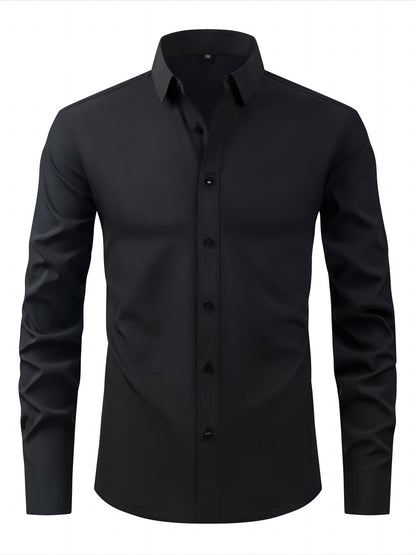 Chemise décontractée business homme coupe slim – Chemise élégante à manches longues pour le quotidien et le bureau
