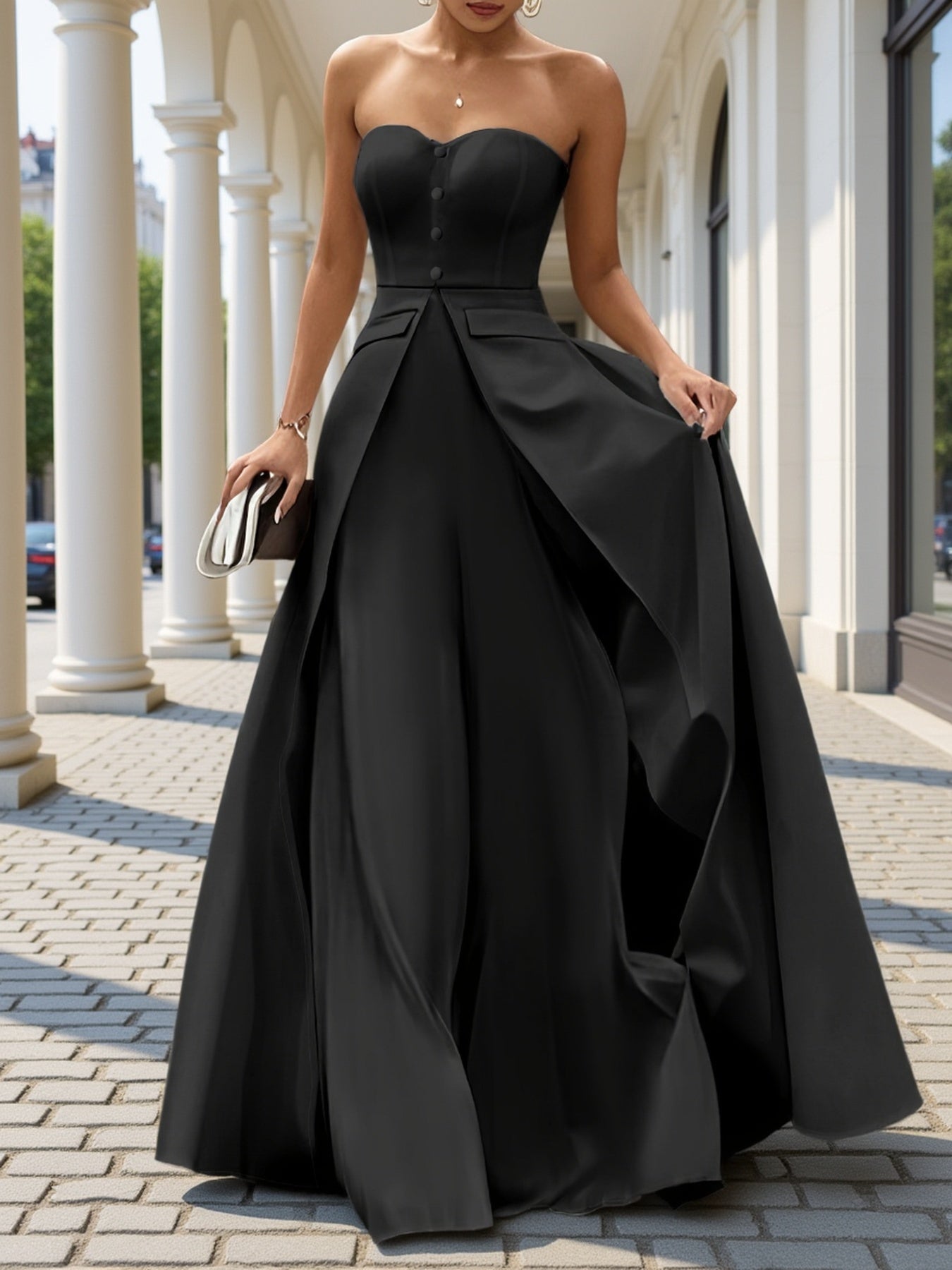 Damen Elegantes Abendkleid Ballkleid Bandeau Stil für besondere Anlässe