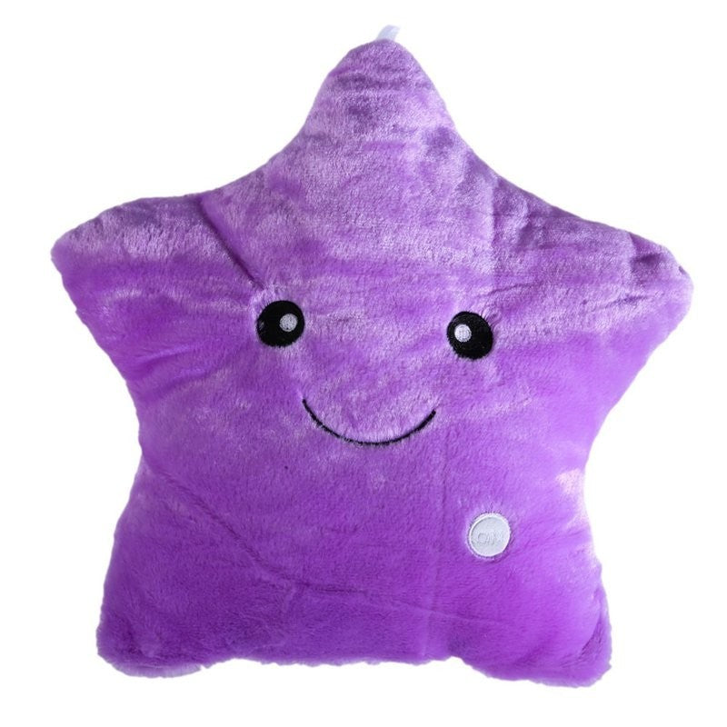 Kinder ster nachtlamp pluche kussen – lichtgevend knuffelkussen met gezicht, cadeau-idee