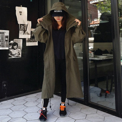 Oversized parka voor dames met extra lange snit en grote capuchon
