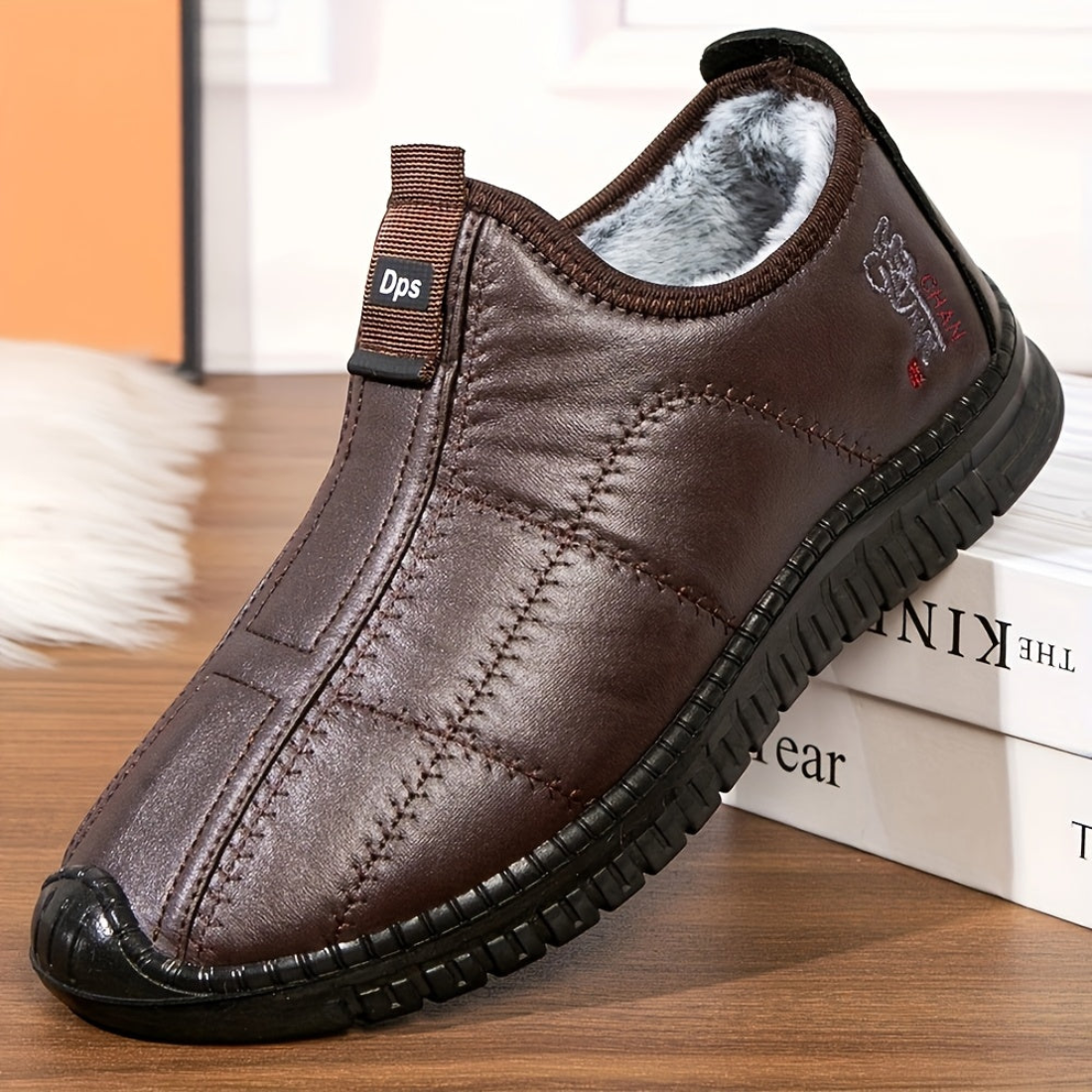 Herren Winter Slip-on Schuhe gefüttert gesteppt