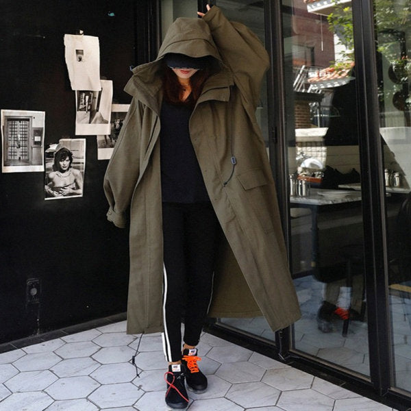Oversized parka voor dames met extra lange snit en grote capuchon