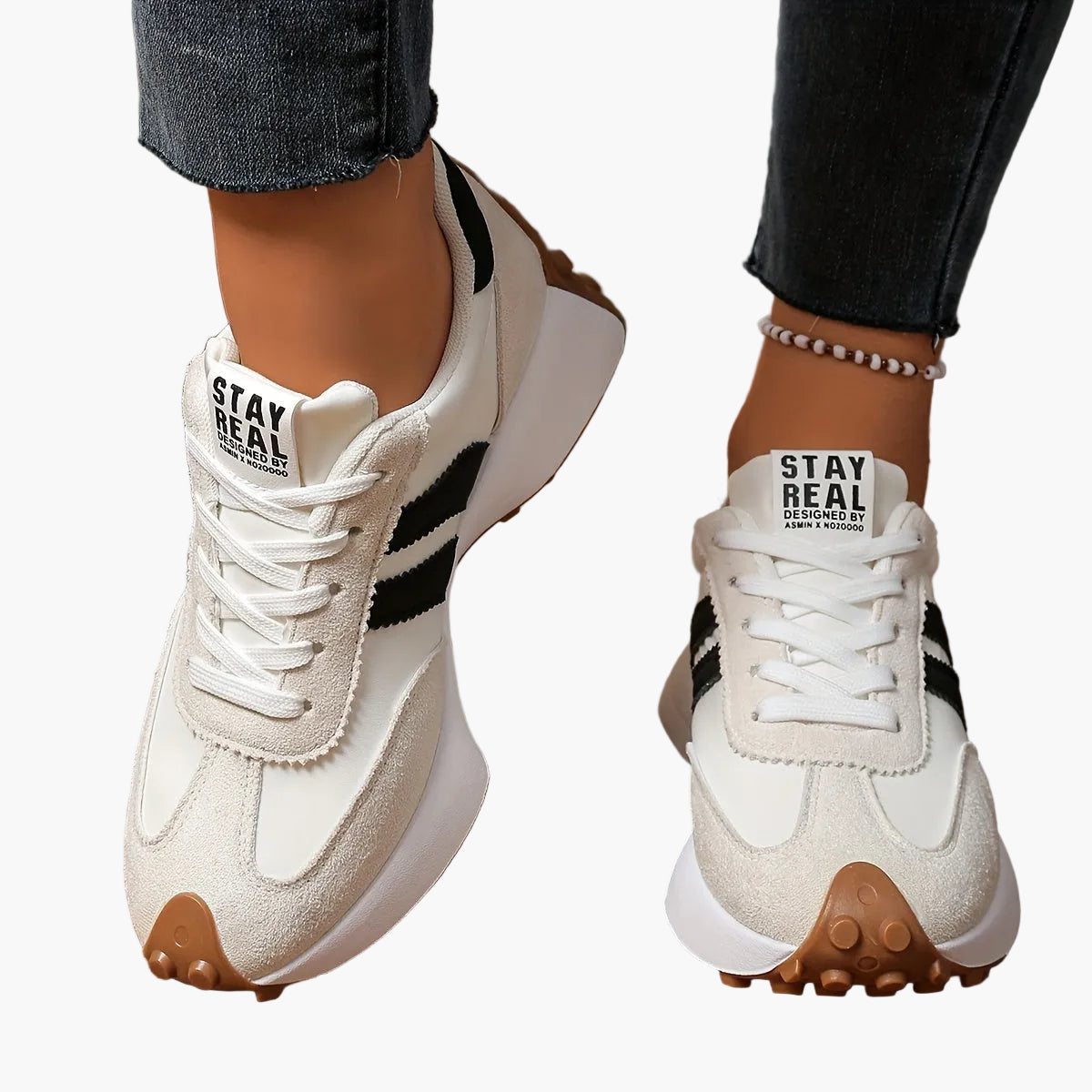 Sneaker donna retrò per tutti i giorni e tempo libero – Stile sportivo con strisce