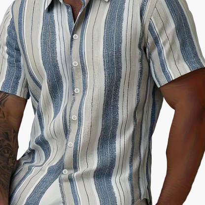 Herren Kurzarm Freizeithemd mit Streifenmuster – Sommer Style für Alltag & Urlaub