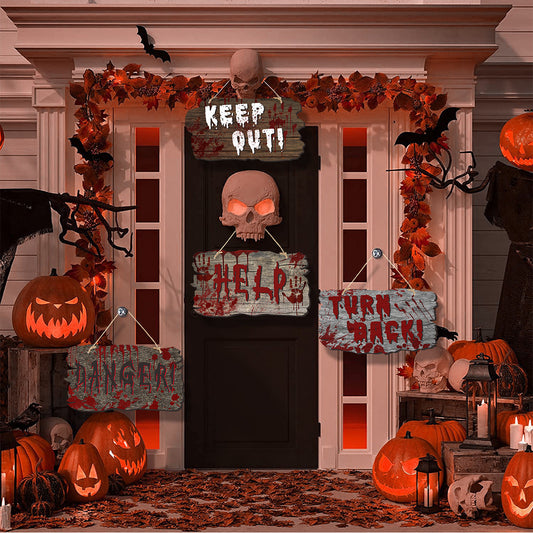 Halloween dörrskylt set – Kuslig dekoration för Halloweenfester och bus-eller-godis