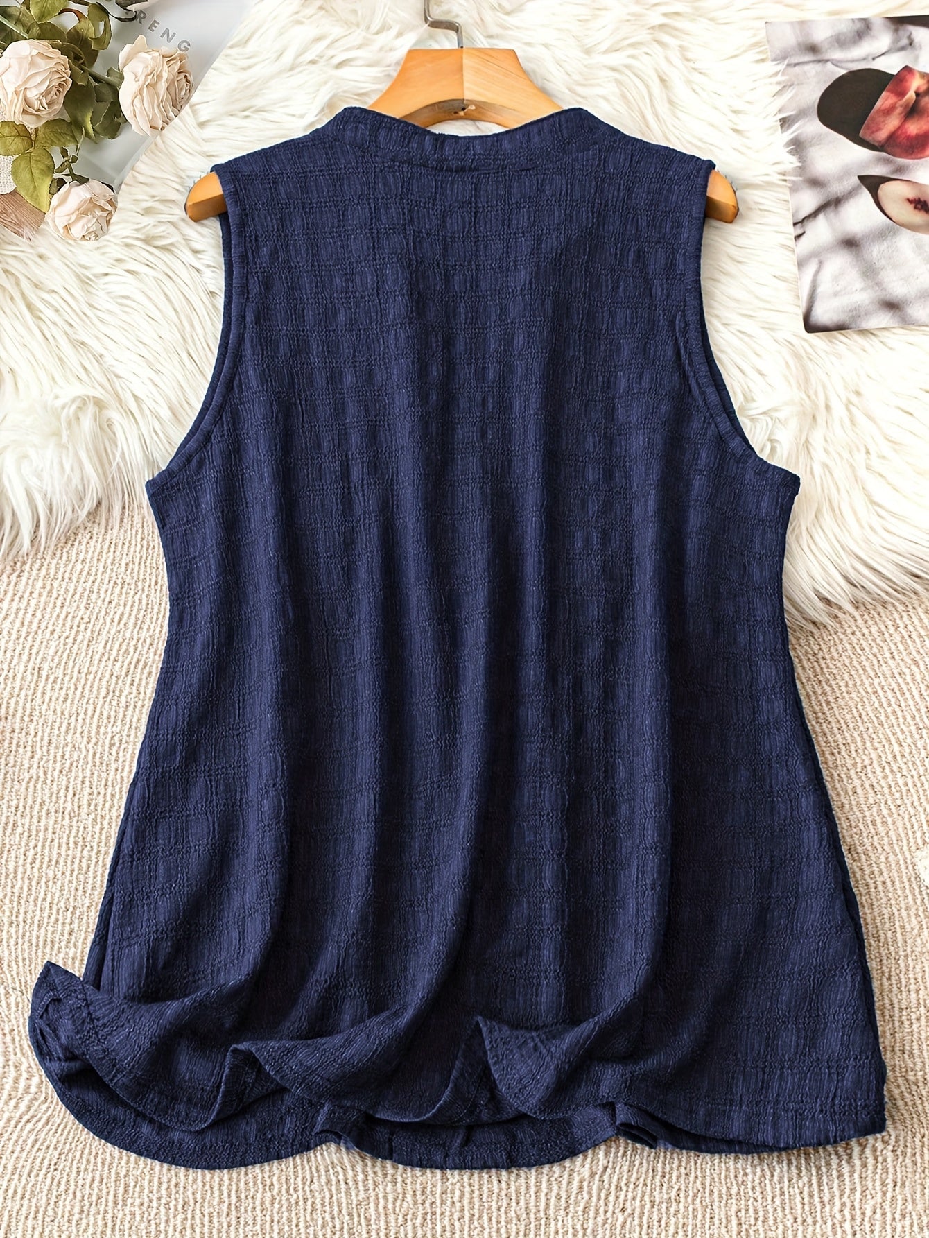 Damen Ärmellose Tunika Bluse mit V-Ausschnitt – Eleganter Freizeit-Look für Alltag und Büro