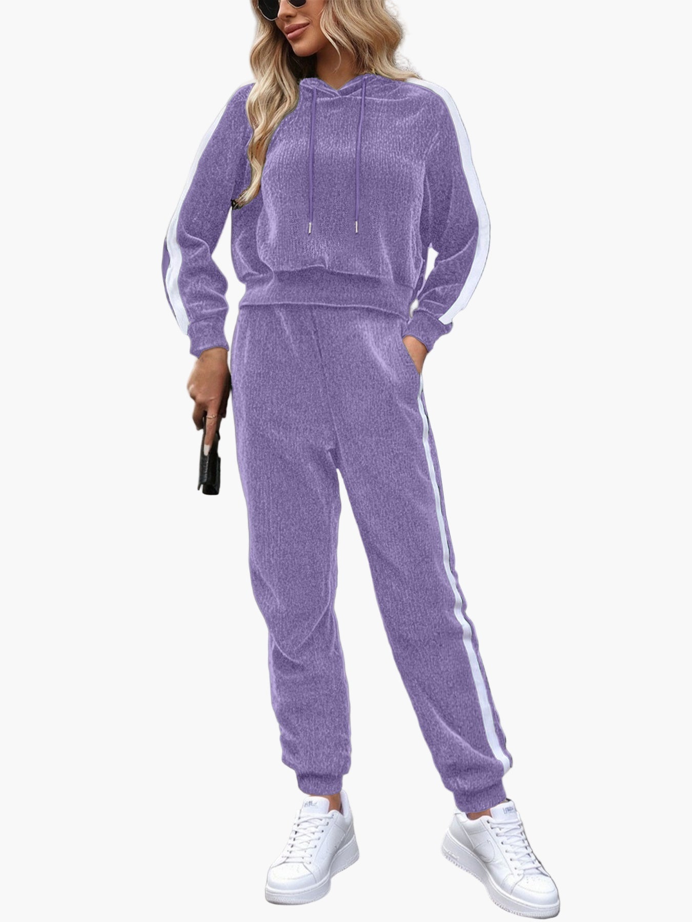 Set Completo Tuta Donna con Felpa con Cappuccio e Pantaloni Jogging – Outfit Sportivo Casual