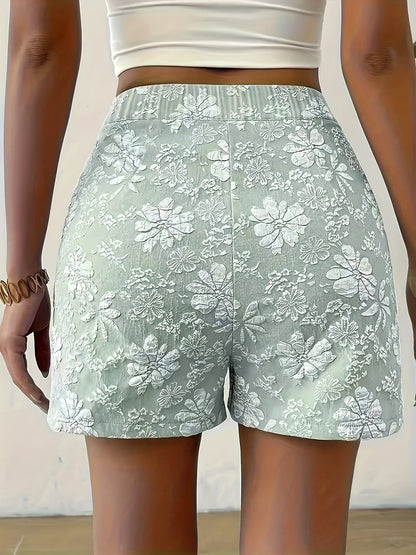 Dame elegante broderede shorts med høj talje til sommer, fritid og hverdag