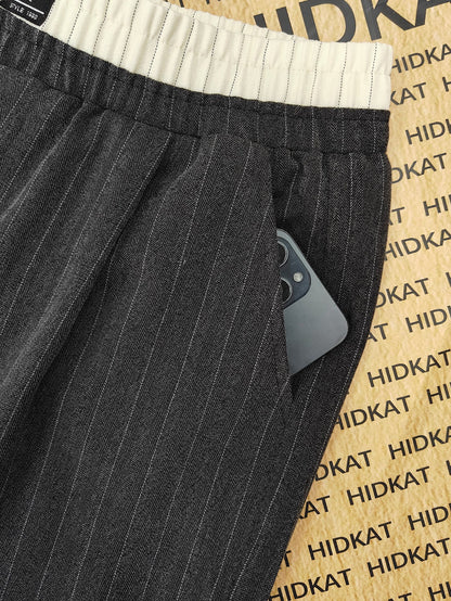 Herren Weite Loungehose mit Nadelstreifen – Modern & Bequem für Freizeit und Home-Office