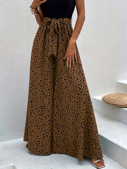 Dames elegante wijde broek met stippen en ceintuur – perfect voor lente & zomer