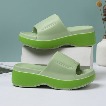 Damen Plateau-Slipper für den Sommer – Bequeme Freizeit Hausschuhe mit offenem Zehenbereich