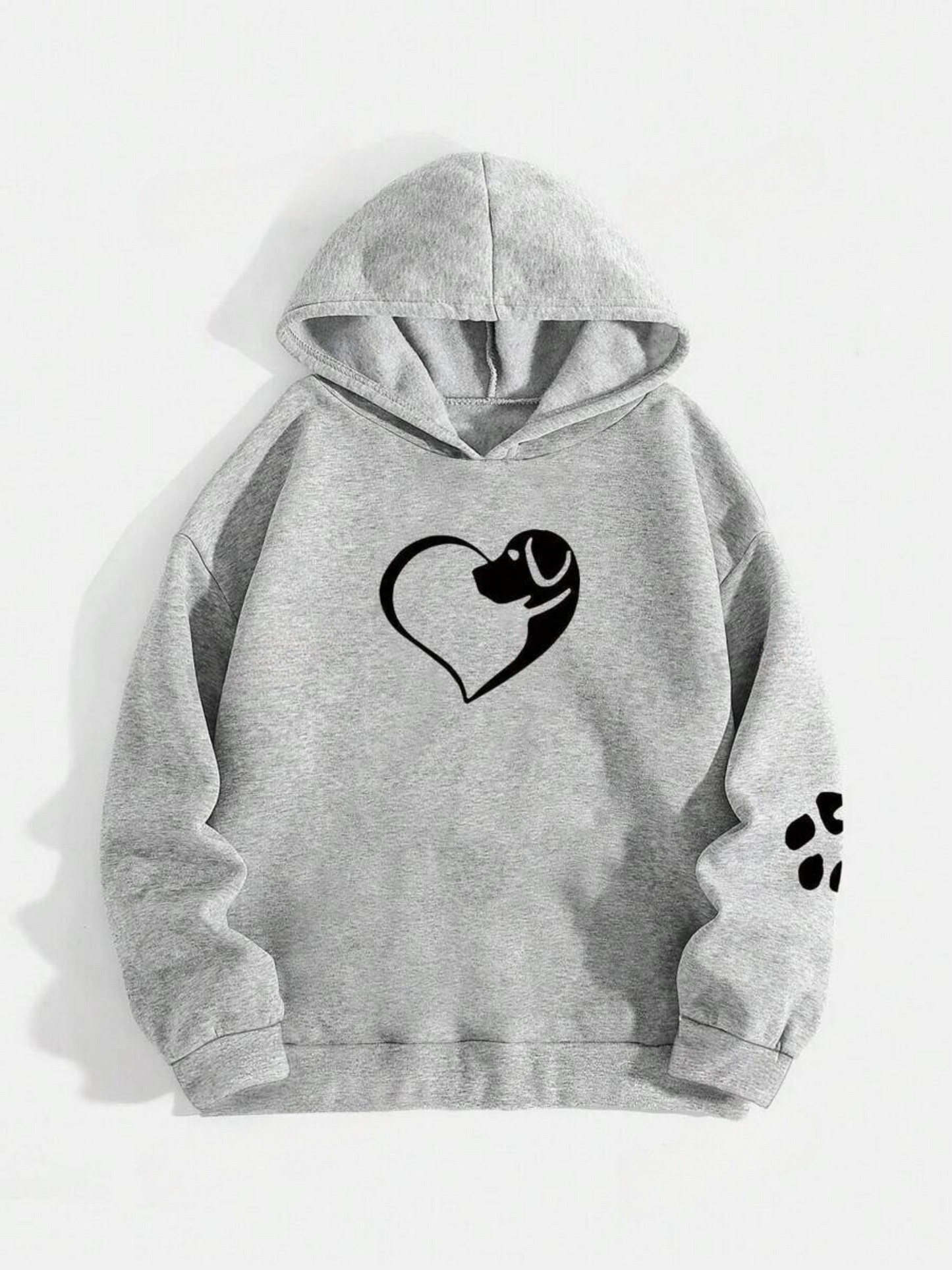 Sudadera con capucha para mujer con motivo de corazón y patas de perro – Jersey con mensaje de amor por los animales, ideal para ocio y día a día