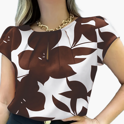 Damen Bluse Elegant mit Modernem Muster und Kurzarm – Perfekt für Büro & Alltag