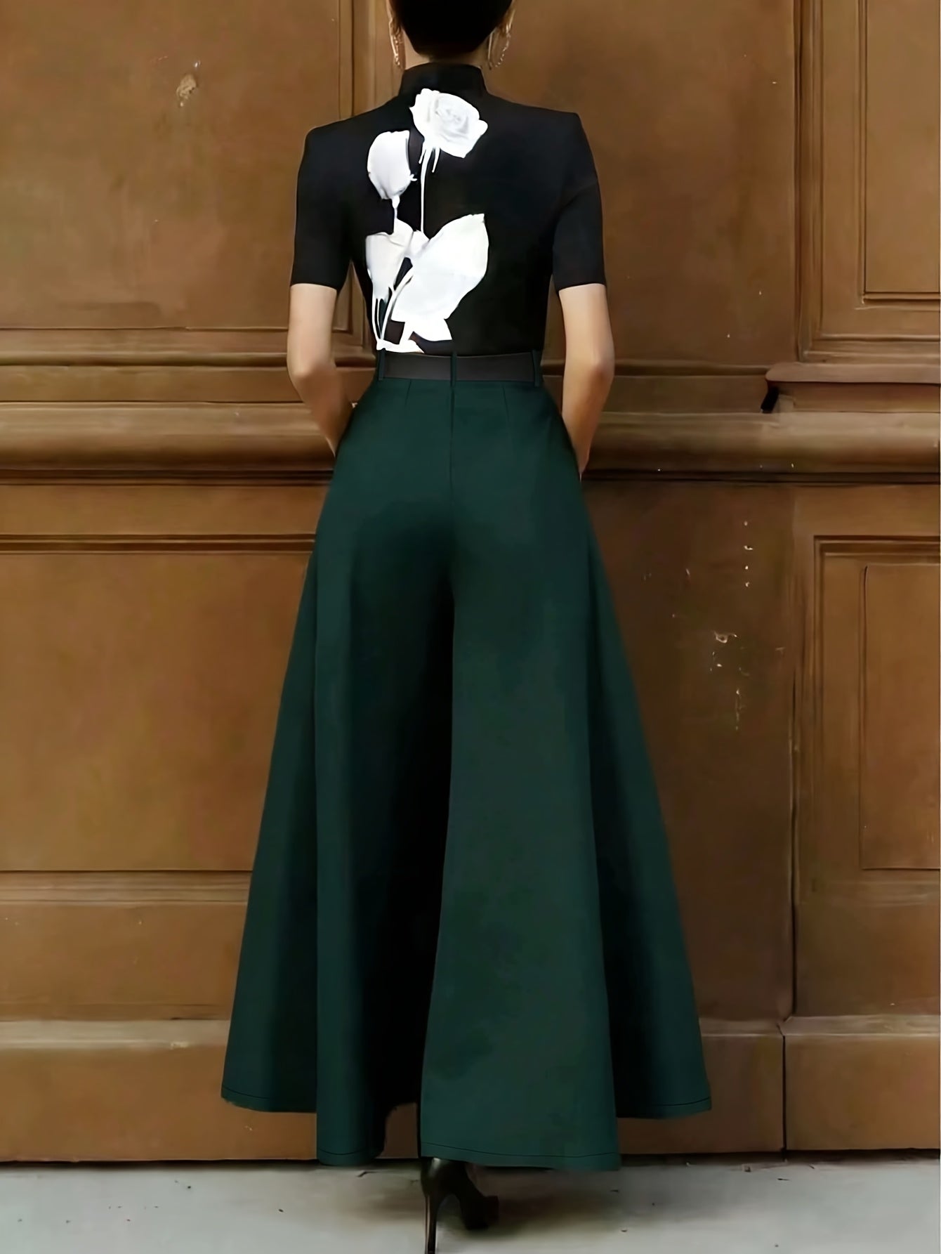 Pantalones Palazzo de pierna ancha para mujer para oficina y ocasiones elegantes – Pantalones de talle alto con estilo y carácter
