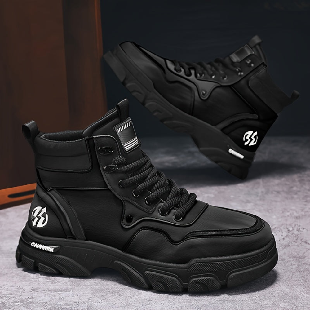 Robuster Herren Schnürstiefel Grau Schwarz mit Profilsohle